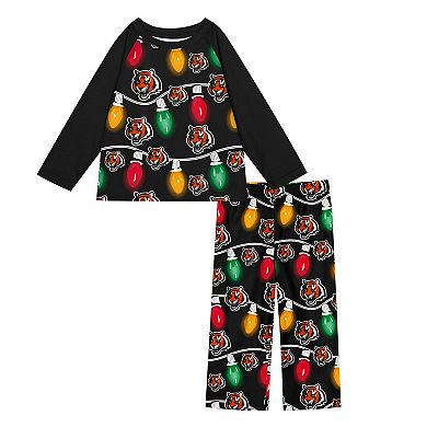 Youth Cincinnati Bengals Two-Piece Garland Holiday Long Sleeve Pajama Set