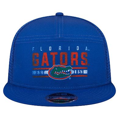 Men's New Era Royal Florida Gators Split Panel 9FIFTY Snapback Trucker Hat