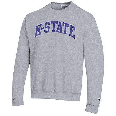 Men's Champion Heather Gray Kansas State Wildcats Basic Arch Fleece Pullover Sweatshirt
