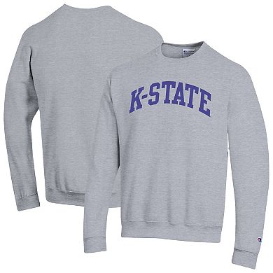 Men's Champion Heather Gray Kansas State Wildcats Basic Arch Fleece Pullover Sweatshirt