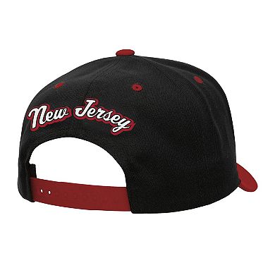Men's Mitchell & Ness Black/Red New Jersey Devils Backside Script 2-Tone Pro Crown Adjustable Hat