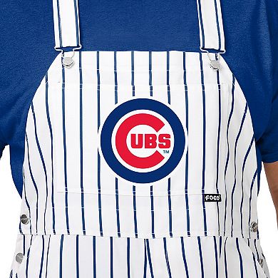 Men's FOCO White Chicago Cubs Pinstripe Bib Overalls