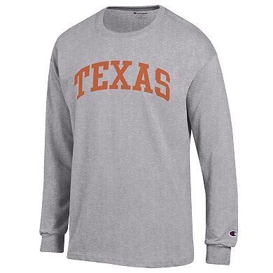 Men's Champion Heather Gray Texas Longhorns Basic Arch Long Sleeve T-Shirt