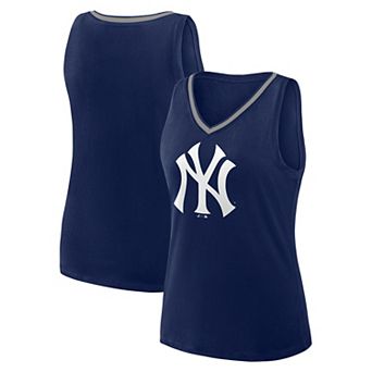 Women's Navy New York Yankees Plus Sized Stellar Win V-Neck Tank Top