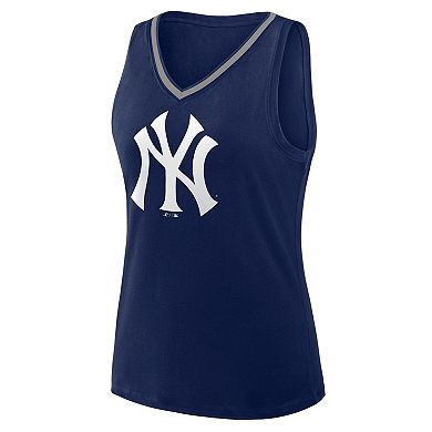 Women's Navy New York Yankees Plus Sized Stellar Win V-Neck Tank Top