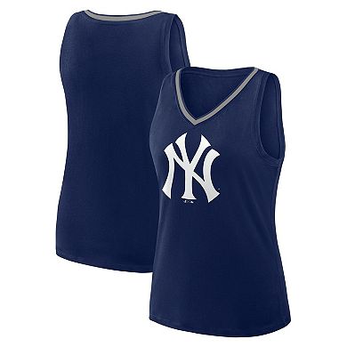 Women's Navy New York Yankees Plus Sized Stellar Win V-Neck Tank Top