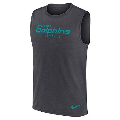 Men's Nike Gray Miami Dolphins Primetime Legend Performance Muscle Tank Top