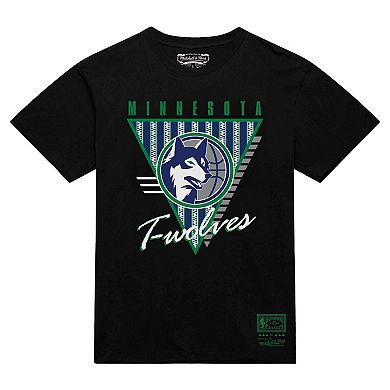 Men's Mitchell & Ness Black Minnesota Timberwolves Worldwide Collection Tri-Logo T-Shirt