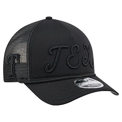 Men's New Era Black Texas Rangers City Initial 9FORTY A-Frame M-Crown Adjustable Trucker Hat