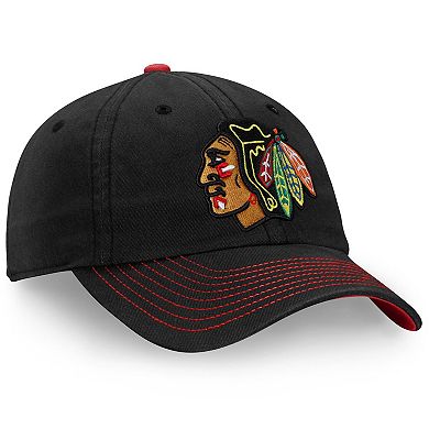 Men's Fanatics Black Chicago Blackhawks Iconic II Fundamental Adjustable Hat
