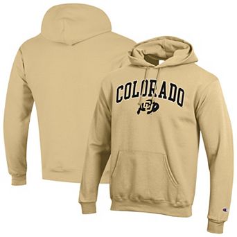 Men's Champion® Vegas Gold Colorado Buffaloes Arched Logo Fleece Pullover Hoodie