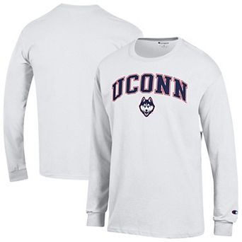 Men's Champion® White UConn Huskies Arch Over Logo Long Sleeve T-Shirt