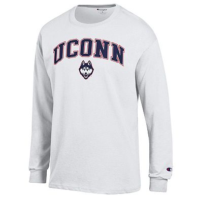 Men's Champion® White UConn Huskies Arch Over Logo Long Sleeve T-Shirt