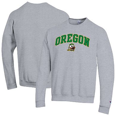 Men's Champion® Heather Gray Oregon Ducks Arch Over Logo Pullover Sweatshirt