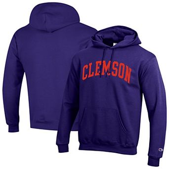 Men's Champion Purple Clemson Tigers Basic Arch Fleece Pullover Hoodie