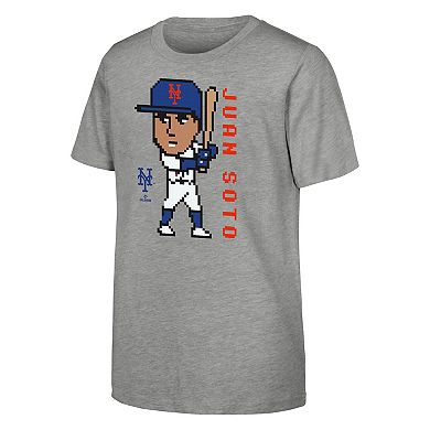Youth Juan Soto Heather Gray New York Mets Pixel Player T-Shirt