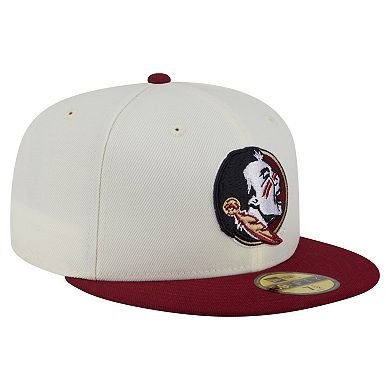 Men's New Era Cream Florida State Seminoles Chrome 59FIFTY Fitted Hat