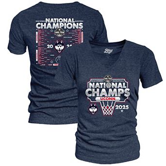 Women's Blue 84 Navy UConn Huskies 2025 NCAA Women's Basketball National Champions Bracket Tri-Blend V-Neck T-Shirt