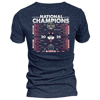 Women's Blue 84 Navy UConn Huskies 2025 NCAA Women's Basketball National Champions Bracket Tri-Blend V-Neck T-Shirt