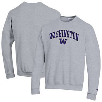 Men's Champion® Heather Gray Washington Huskies Arch Over Logo Pullover Sweatshirt