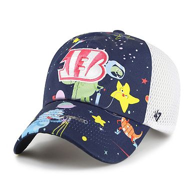 Youth '47 Navy Cincinnati Bengals Space Dino Adjustable Trucker Hat