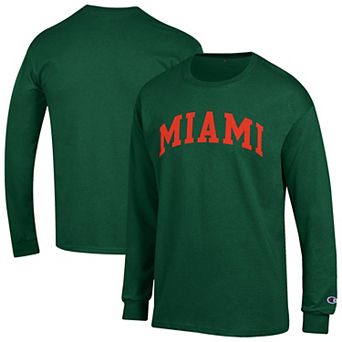Men's Champion Green Miami Hurricanes Basic Arch Long Sleeve T-Shirt