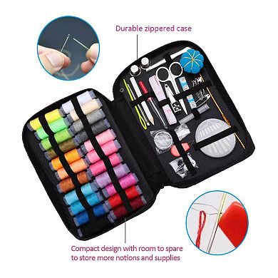Sewing Kit Scissor Thimble Thread Needle Tape Storage Box 126 Pcs