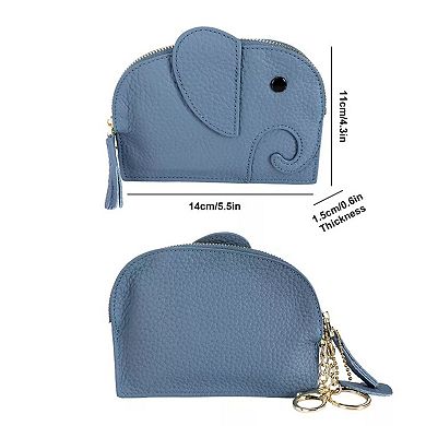Women Wristlet Mini Pouch Wallet with Keychain Soft Real Leather