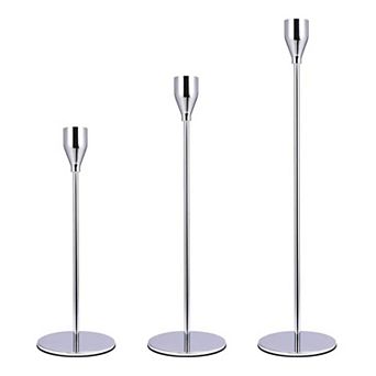 Silver Candlestick Holders Set of 3