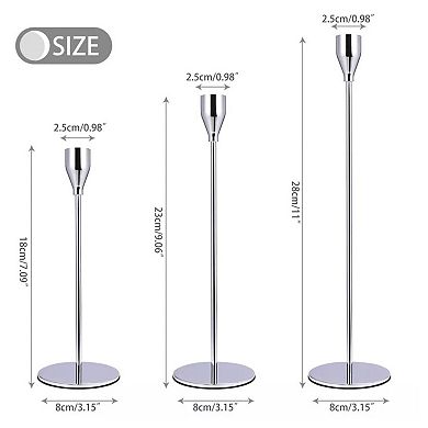 Silver Candlestick Holders Set of 3