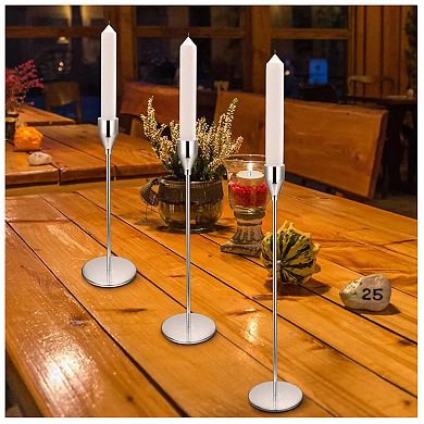 Silver Candlestick Holders Set of 3