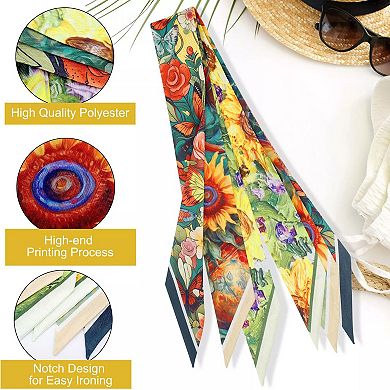 Vintage Floral Print Satin Silk Scarf 3 Pcs