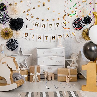 20 Pcs Party Hanging Swirls Double Strips Streamer Ceiling Decorations with Hang Tag Hook