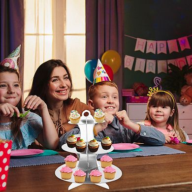 2 Pcs Cupcake Stand, 3-Tier Round Cupcake Stand Tower, Cardboard Dessert Cup Cake Stand Tower