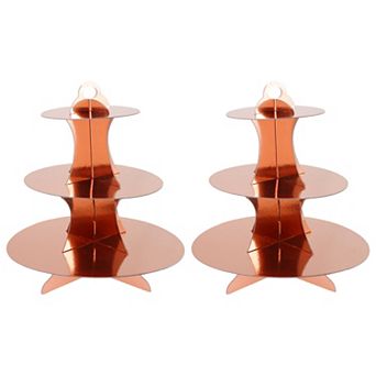 2 pc Cupcake Stand, 3 tier Round Cupcake Stand Tower, Cardboard Dessert Cup Cake Stand Tower