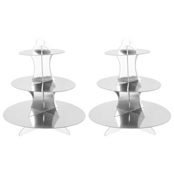 2 pc Cupcake Stand, 3 tier Round Cupcake Stand Tower, Cardboard Dessert Cup Cake Stand Tower