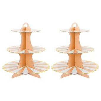 2 pc Cupcake Stand, 3 tier Cupcake Stand Tower, Cardboard Dessert Cup Cake Stand Tower for Party