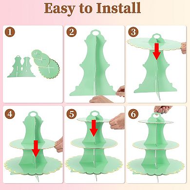 2 Pcs Cupcake Stand, 3-Tier Cupcake Stand Tower, Cardboard Dessert Cup Cake Stand Tower