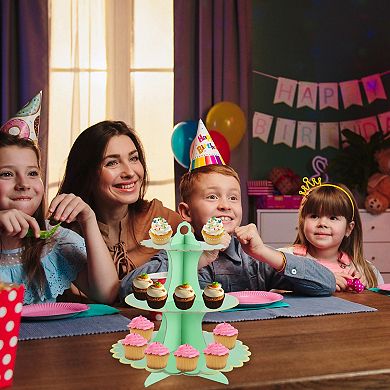 2 Pcs Cupcake Stand, 3-Tier Cupcake Stand Tower, Cardboard Dessert Cup Cake Stand Tower