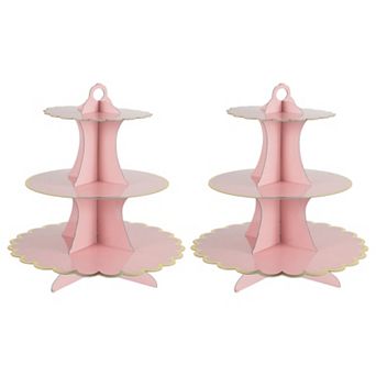 2 pc Cupcake Stand, 3 tier Cupcake Stand Tower, Cardboard Dessert Cup Cake Stand Tower