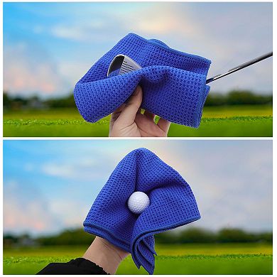 Soft Waffle Pattern Golf Towel for Cleaning Golf Balls and Clubs - 1 Piece Microfiber Towel
