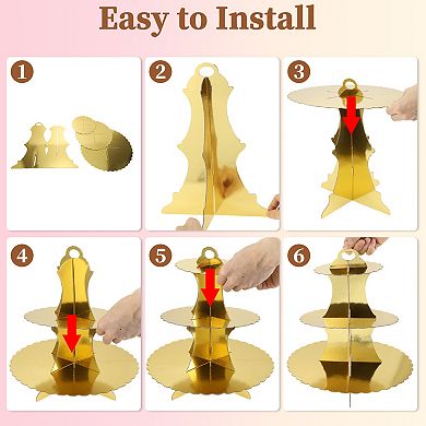 2 Pcs Cupcake Stand, 3-Tier Lace Cupcake Stand Tower, Cardboard Dessert Cup Cake Stand Tower