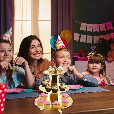 2 Pcs Cupcake Stand, 3-Tier Lace Cupcake Stand Tower, Cardboard Dessert Cup Cake Stand Tower