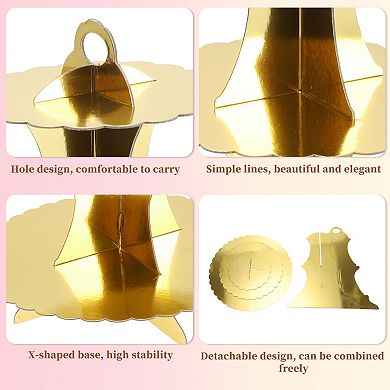 2 Pcs Cupcake Stand, 3-Tier Lace Cupcake Stand Tower, Cardboard Dessert Cup Cake Stand Tower