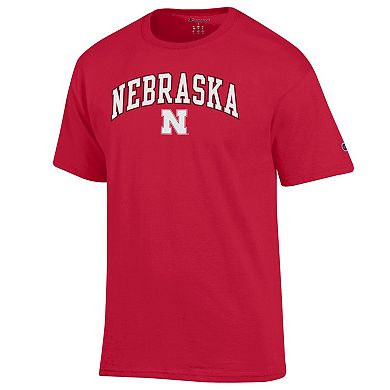 Men's Champion® Scarlet Nebraska Huskers Arch Over Logo T-Shirt