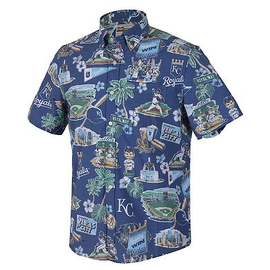 Men's Reyn Spooner Royal Kansas City Royals Scenic Tri-Blend Button-Down Shirt