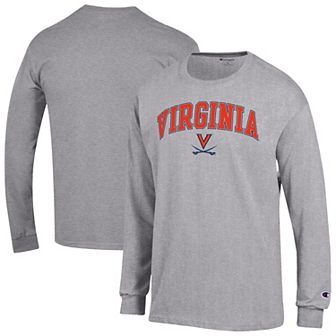Men's Champion® Heather Gray Virginia Cavaliers Arch Over Logo Long Sleeve T-Shirt