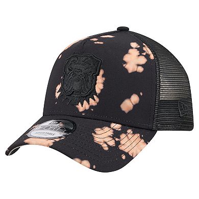 Men's New Era Black Cleveland Browns Bleached A-Frame 9FORTY Trucker Adjustable Hat