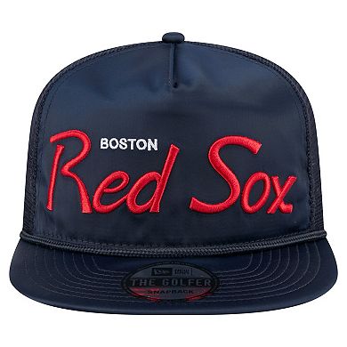 Men's New Era Navy Boston Red Sox Retro Satin Script Golfer Adjustable Hat