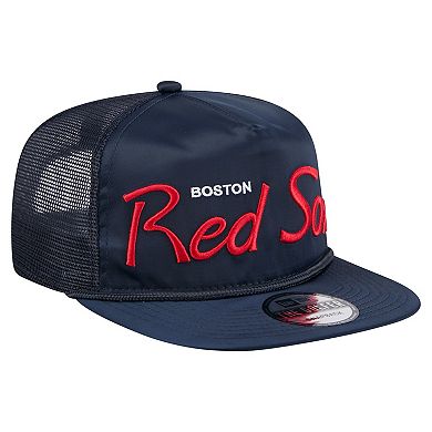 Men's New Era Navy Boston Red Sox Retro Satin Script Golfer Adjustable Hat